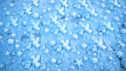 Obraz premium Beautiful frost pattern, illustration. Winter cold weather. Generative AI