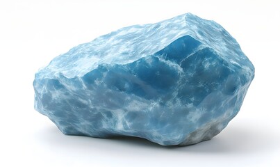 Fototapeta premium Blue ice rock isolated on white background, for geology or climate change visuals