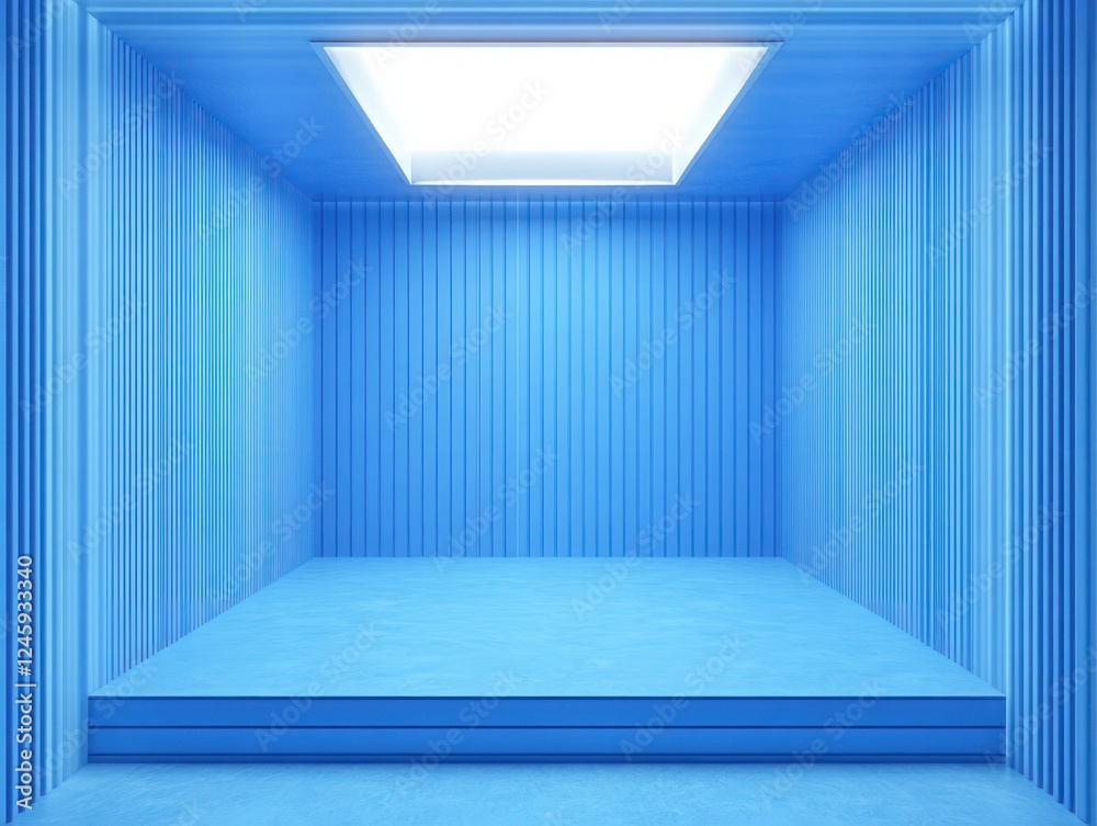Poster minimalist blue room interior design 3d rendering empty space