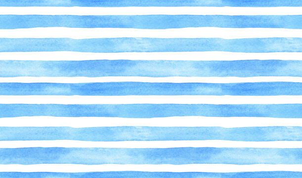 Fototapeta seamless watercolor pattern with blue stripes on a white background