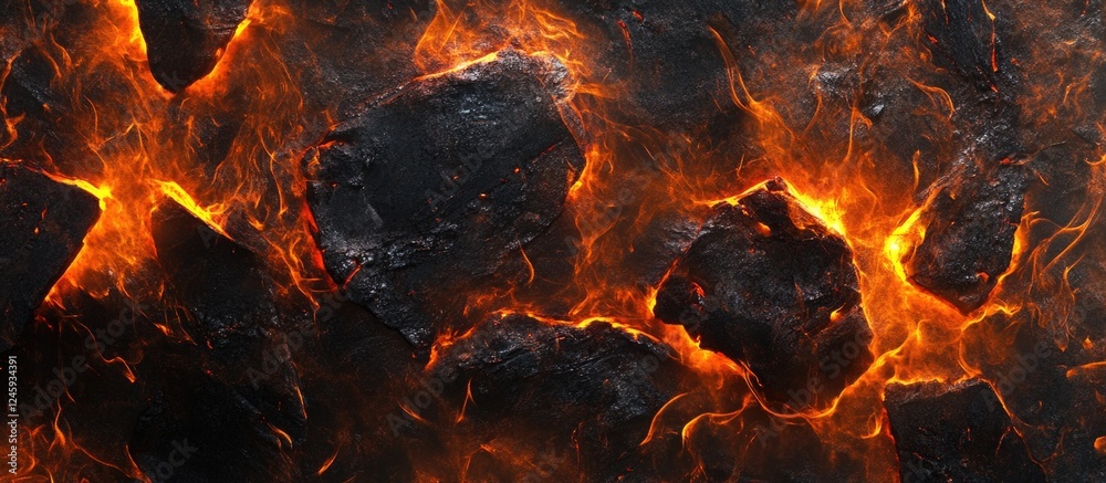Leinwandbilder glowing charcoal texture with ember highlights for background and design use