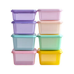 Stackable Plastic Bins with Transparent Fronts Isolated on Transparent Background