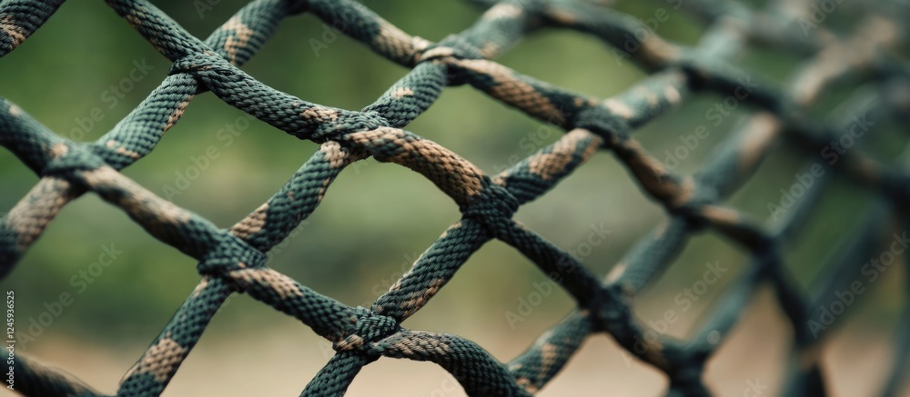 Leinwandbilder camouflage netting close-up against a blurred outdoor background featuring empty space for text and 