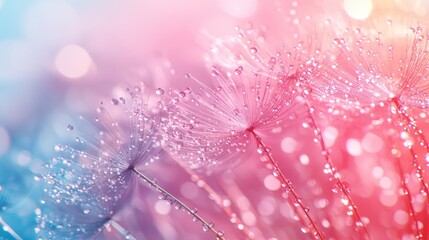 Dew-kissed Dandelions, Pastel Sunrise, Meadow