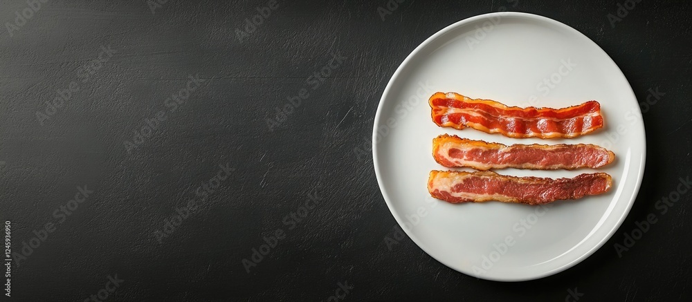 Aufkleber Carnivore diet plate with bacon and steak on a plain background ideal for food related content and text insertion