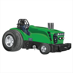 Obraz premium Outline green truck isolated on a black background for t-shirt design, print, and business purposes.