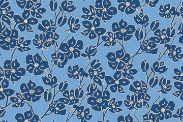 Bicolor seamless floral pattern