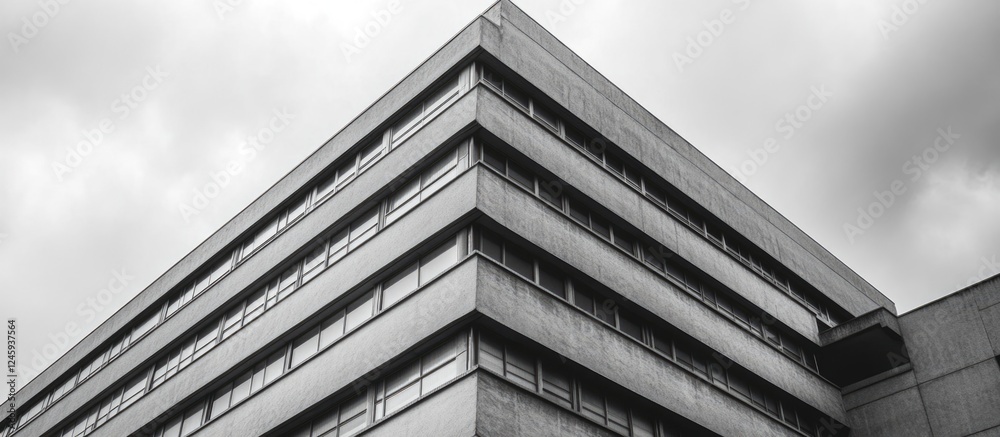 Aufkleber brutalist architectural structure showcasing sharp lines and an industrial aesthetic with ample spac