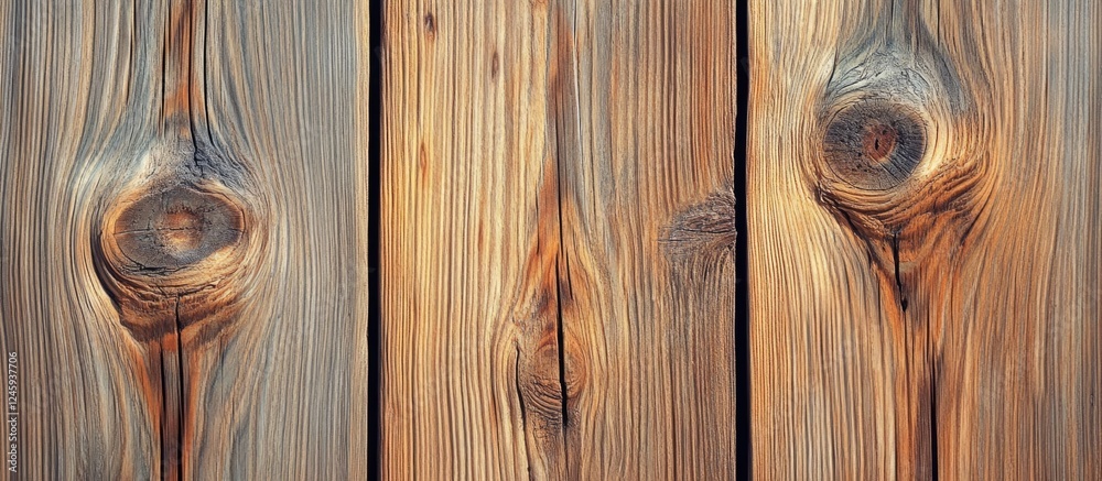 Aufkleber Natural brown wood texture background showcasing unique grain patterns and knots for use in design and decor projects.