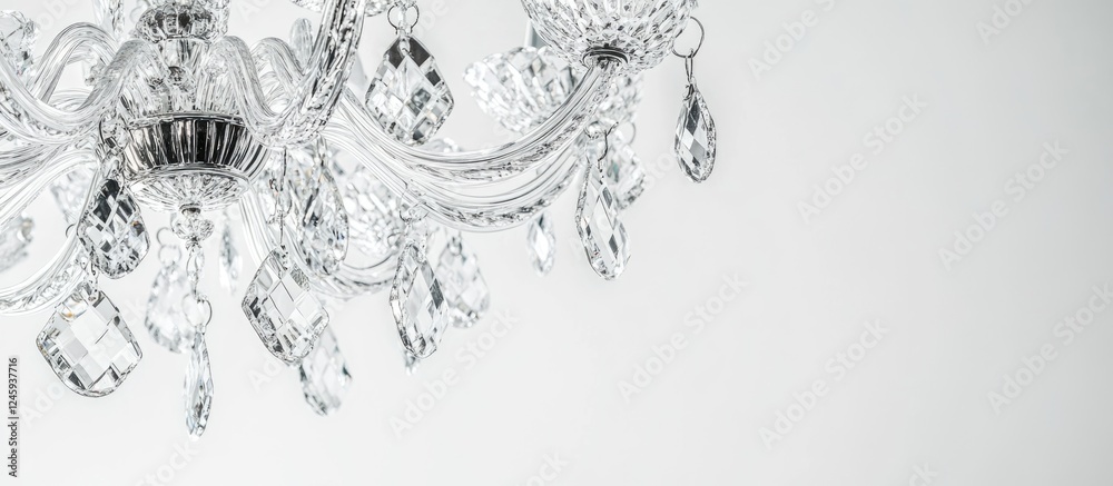 Poster elegant crystal chandelier with intricate design isolated on a clean white background showcasing lux