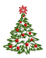 New Year's green tree with red balls.
