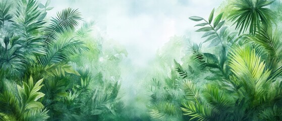 Obraz premium Lush green foliage fills the landscape, creating a serene and tranquil atmosphere.