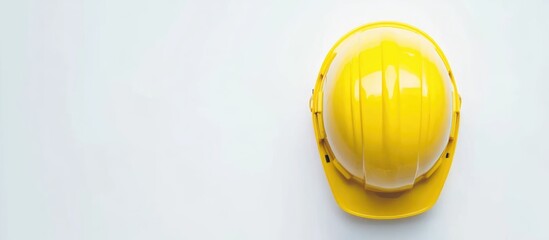 Construction Tools Layout with Yellow Safety Helmet on White Background for Building Projects and Design Concepts with Space for Text