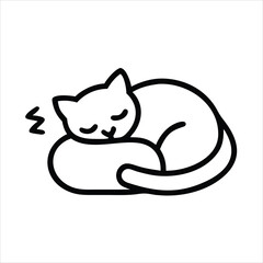 Cute Cartoon Cat Napping coloring page for kids. KDP