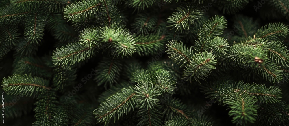 Poster christmas tree branches on rustic wooden surface creating a natural festive backdrop for holiday dec