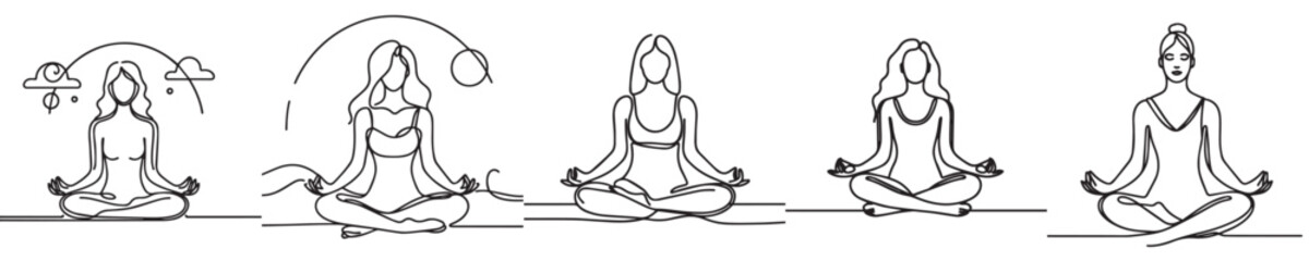 continuous set of men and women doing yoga