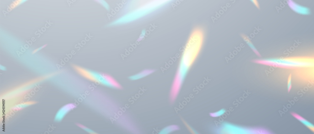 Wall mural light effect and zigzag ribbon falling from above on a beam of light, tinsel vector
