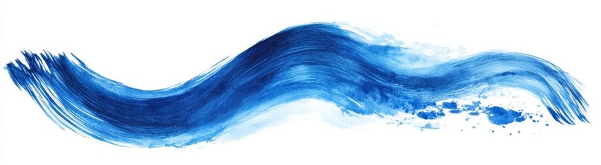 Blue paint wave abstract art, white background, design element