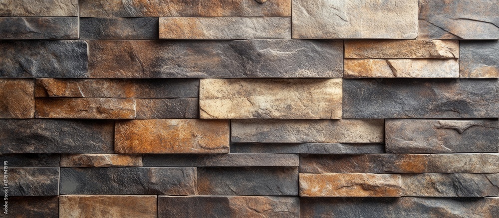 Poster textured stone wall with earthy tones suitable for backgrounds and architectural design projects
