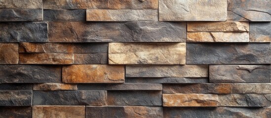 Textured stone wall with earthy tones suitable for backgrounds and architectural design projects