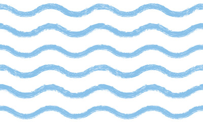 Seamless wave pattern. Wavy grunge brush stroke. Hand drawn water sea background.