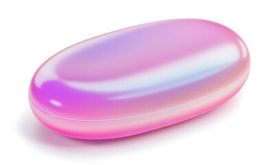 Pink iridescent pill isolated on white background; healthcare, medicine, pharmacy