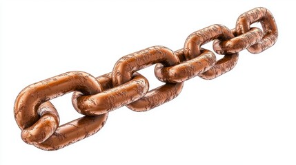 Fototapeta premium Intricate view of a rusty metal chain showcasing sturdy links and detailed textures against a plain background emphasizing durability and design eleme