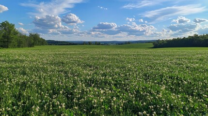 Vast Field of Flowers Under a Majestic Sky