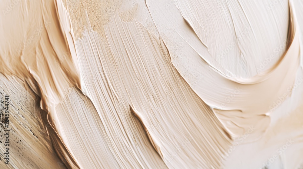 Poster abstract brushstroke detail in cream color with soft texture and empty space for customizable text o