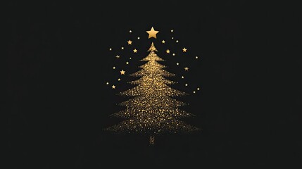 Minimalist Christmas card design with a sleek gold tree illustration, exuding elegance and simplicity for a festive and refined holiday greeting.