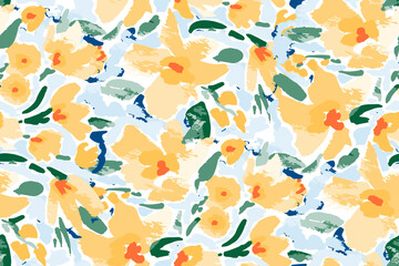 Abstract seamless flowers pattern