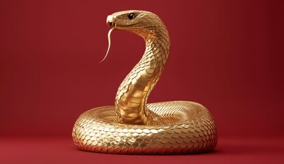 Fototapeta premium luxury red and gold Chinese snake new year background with copy space for text, snake year 