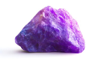 Fototapeta premium Purple gemstone, isolated, studio shot, white background, geology