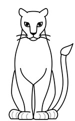 Simple line drawing of a lion facing front, male and female