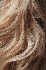 Naklejka premium Soft flowing blonde hair in natural light showcasing texture and color variations in hairstyle