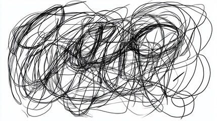 Black and white line drawing of an abstract composition. it appears to be made up of multiple lines that are intertwined and intertwining, creating a chaotic and chaotic manner.