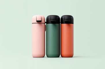Pastel-colored Thermoses with Minimalistic Design, Soft Background