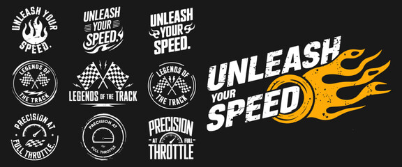 Unleash Your Speed T-Shirt Design - Perfect for Racing Enthusiasts, Featuring Bold Graphics of Legends of the Track and Precision at Full Throttle, Fuel Your Passion for Speed! © Vectyx