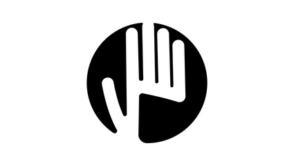 human palm logo, black isolated silhouette