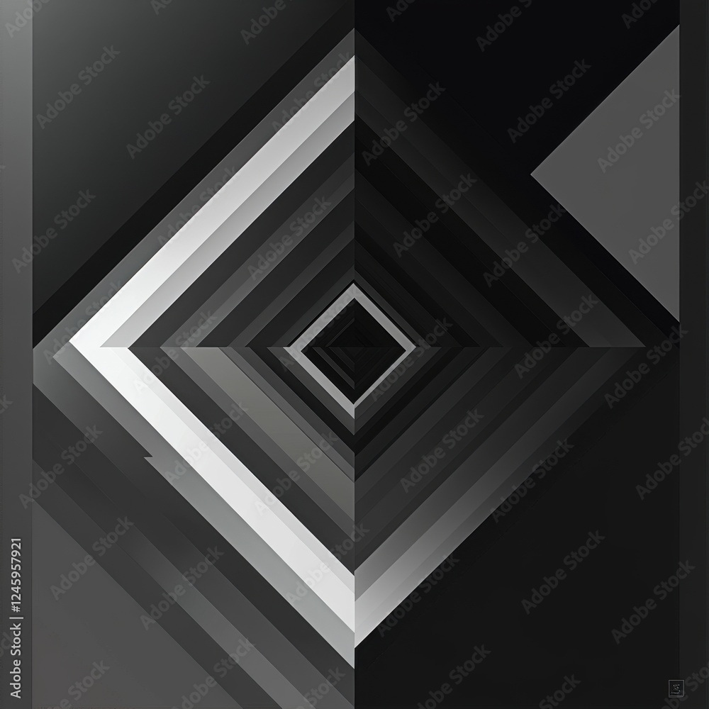 Wall mural black and white abstract geometric design with square shape and modern elements in a minimalist styl