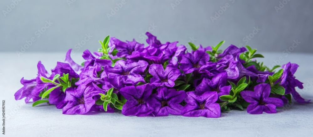 Aufkleber Vibrant purple flowers on a neutral background creating ample empty space for text or design elements.