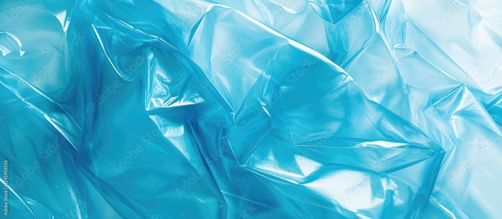 Poster Crumpled cyan plastic texture abstract background for creative design and artistic projects