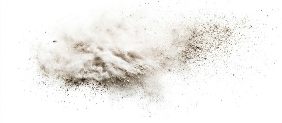Dust particles isolated on a white background creating a textured and abstract visual effect suitable for various design applications.