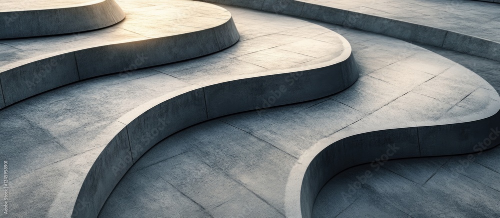 Aufkleber Curved concrete road background showcasing modern design elements and smooth textures in a minimalist architectural setting