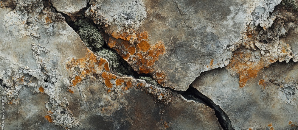 Fototapete weathered concrete texture with cracks and rust stains showcasing an aged stone appearance for backg