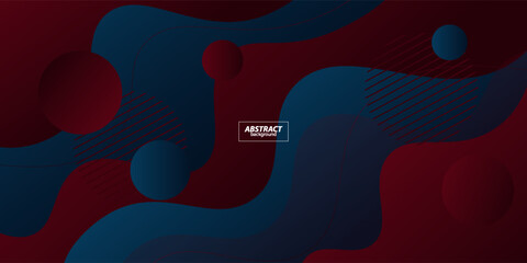 Modern dark blue and red geometric business banner design. Creative banner design with wave and circle shape as template. Simple horizontal banner. Vector Eps10