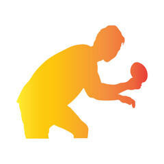 Table Tennis Player Silhouette on White Background. Vector Illustration in Colorful Design.