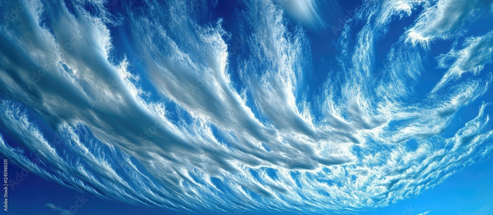 Aufkleber Cumulus clouds creating unique patterns in a vibrant blue sky showcasing the beauty of nature's formations and textures.