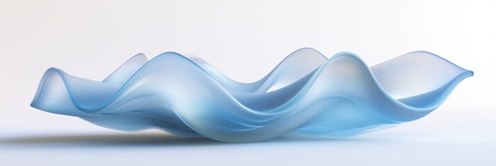 Floating wavy podium featuring soft translucent design in minimalistic style