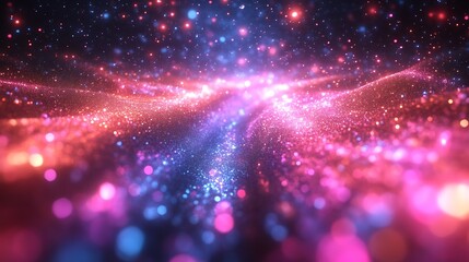 Fototapeta premium Abstract Glittering Cosmic Nebula Pink And Blue Hues